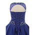 Little Girls Royal Blue Beaded Pleated Dull Satin Flower Girl Dress 4-6 - SophiasStyle.com